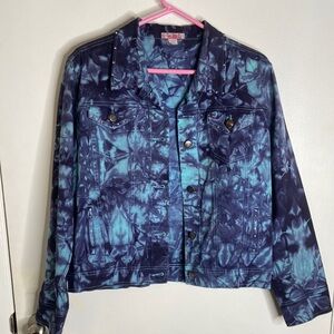 Sue Who Boutique Tie-Dye Denim Jacket - Blue